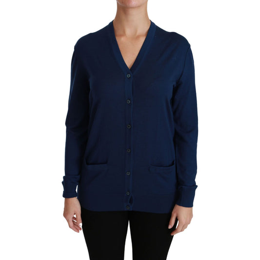 Dolce & Gabbana Elegant Blue Virgin Wool Cardigan Dolce & Gabbana Black