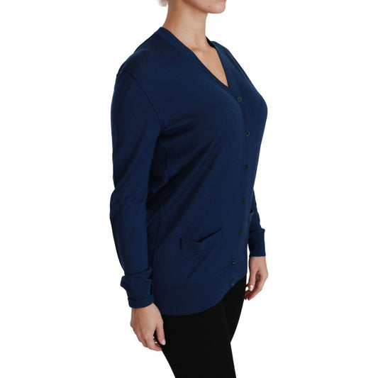 Dolce & Gabbana Elegant Blue Virgin Wool Cardigan Dolce & Gabbana Black
