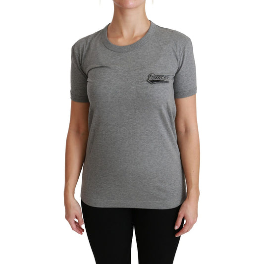 Dolce & Gabbana Chic Gray Amore Patch Crewneck Tee Dolce & Gabbana Dim Gray