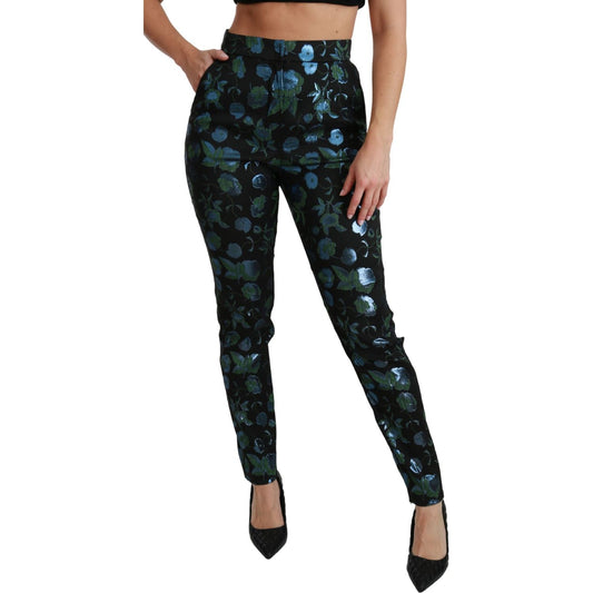 Dolce & Gabbana Floral High Waist Skinny Trousers Dolce & Gabbana Rosy Brown