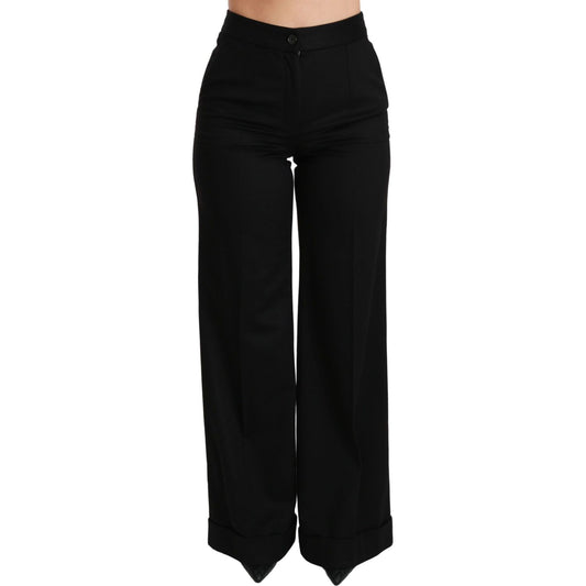 Dolce & Gabbana Elegant High Waist Flared Cashmere Pants Jeans & Pants Dolce & Gabbana Black