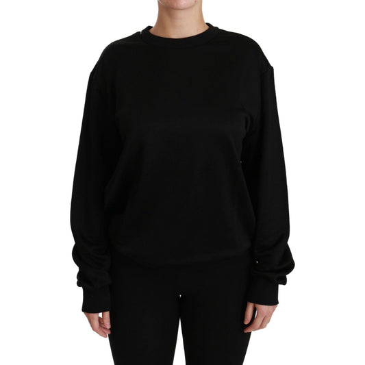 Dolce & Gabbana Elegant Black Cotton Crew Neck Pullover Sweater Dolce & Gabbana Black