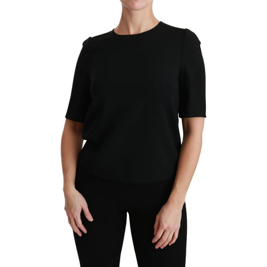 Dolce & Gabbana Elegant Black Stretch Blouse Top Dolce & Gabbana Rosy Brown
