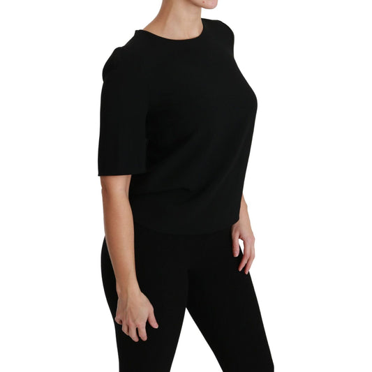 Dolce & Gabbana Elegant Black Stretch Blouse Top Dolce & Gabbana Rosy Brown