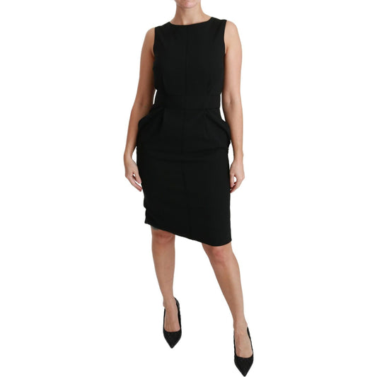 Dolce & Gabbana Elegant Knee-Length Sheath Dress in Black Dolce & Gabbana Rosy Brown
