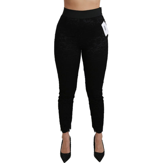 Dolce & Gabbana Elegant High Waist Lace Pants Dolce & Gabbana Rosy Brown