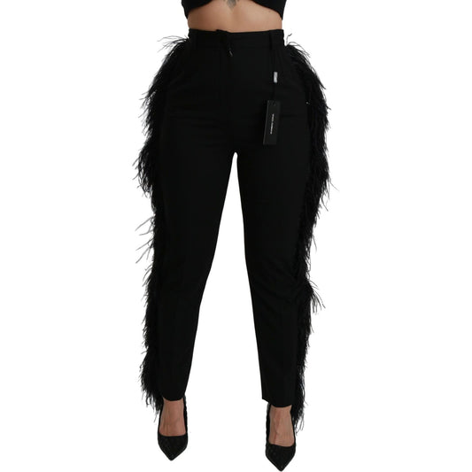 Dolce & Gabbana Elegant High Waist Wool Blend Pants Pants Dolce & Gabbana Black