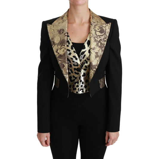 Dolce & Gabbana Opulent Black Gold Floral Jacket and Vest Ensemble Coats & Jackets Dolce & Gabbana Black