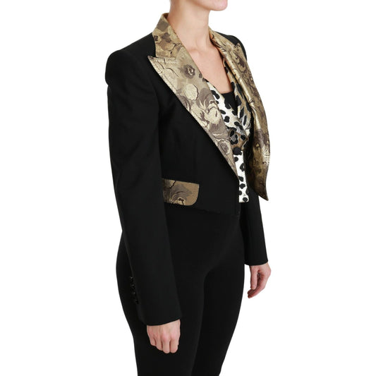 Dolce & Gabbana Opulent Black Gold Floral Jacket and Vest Ensemble Coats & Jackets Dolce & Gabbana Tan