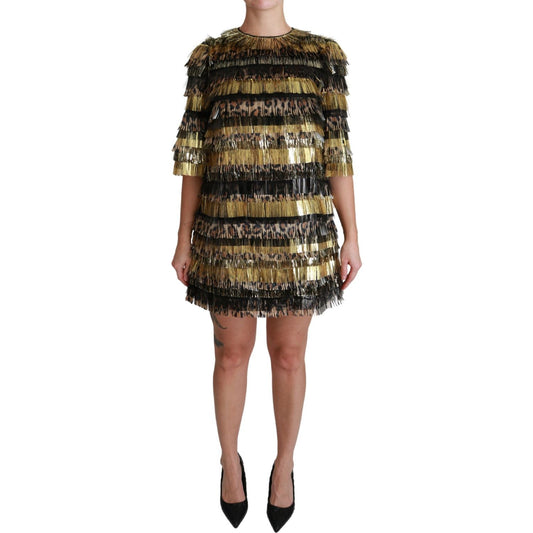 Dolce & Gabbana Elegant Sheath Mini Leopard Dress Dolce & Gabbana Dark Slate Gray
