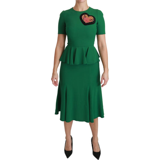 Dolce & Gabbana Enchanted Green Mermaid Midi Dress Dolce & Gabbana Rosy Brown