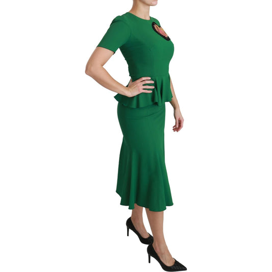 Dolce & Gabbana Enchanted Green Mermaid Midi Dress Dolce & Gabbana Rosy Brown