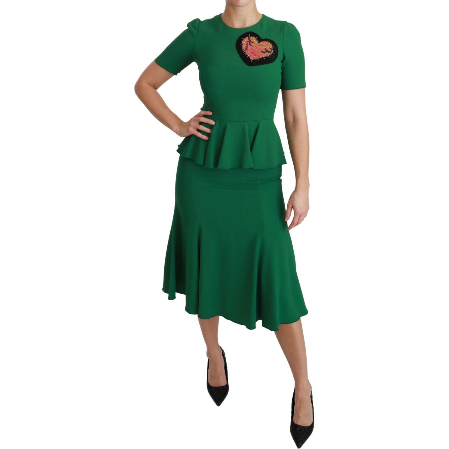 فستان دولتشي آند غابانا متوسط ​​الطول بتصميم حورية البحر باللون الأخضر الساحر