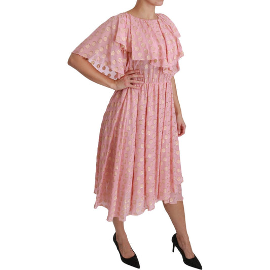 Dolce & Gabbana Elegant Pleated Midi A-Line Dress Dolce & Gabbana Rosy Brown