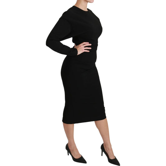 Dolce & Gabbana Elegant Black Bodycon Sheath Midi Dress Dresses Dolce & Gabbana Rosy Brown