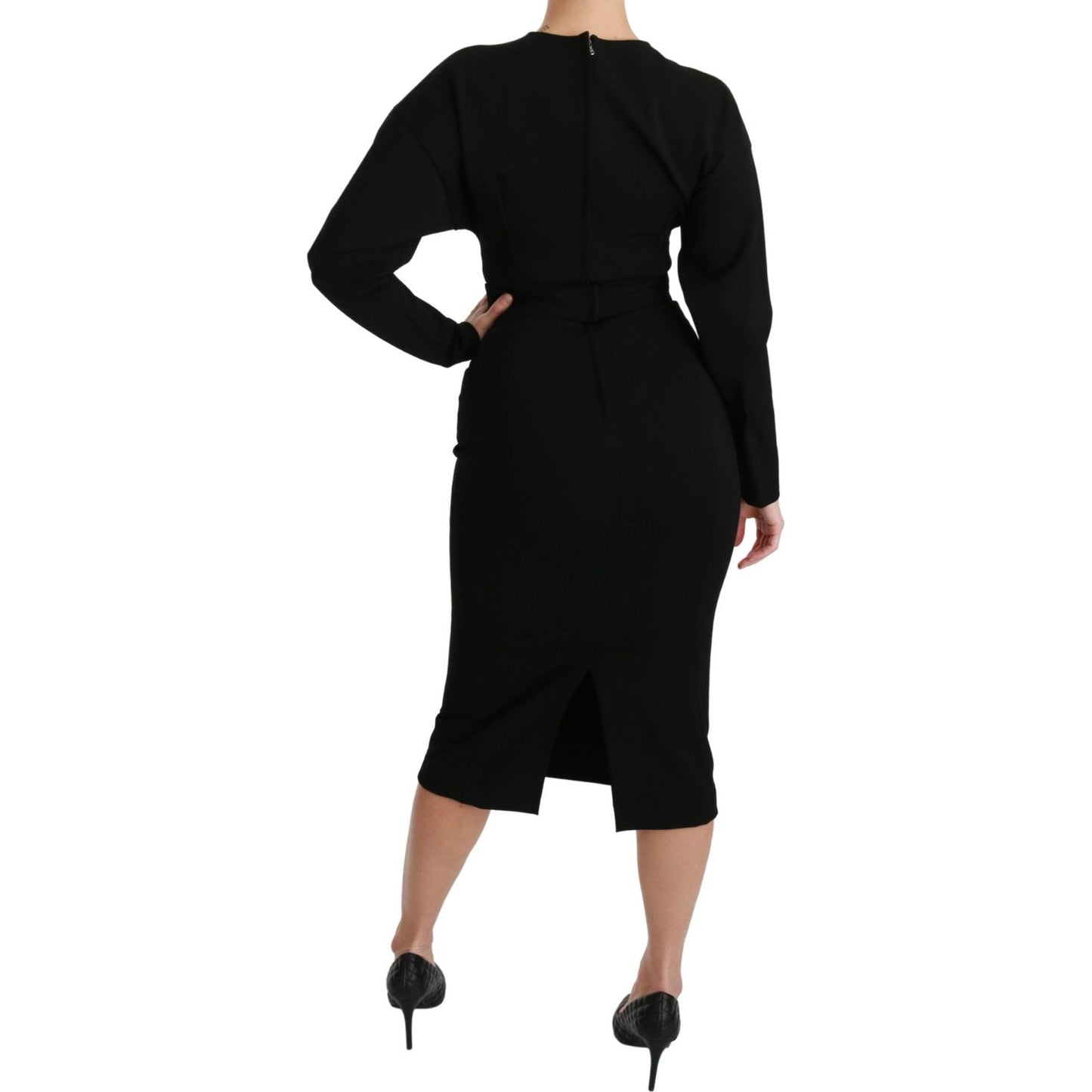 Dolce & Gabbana Black Bodycon Sheath Midi Stretch Dress Dresses