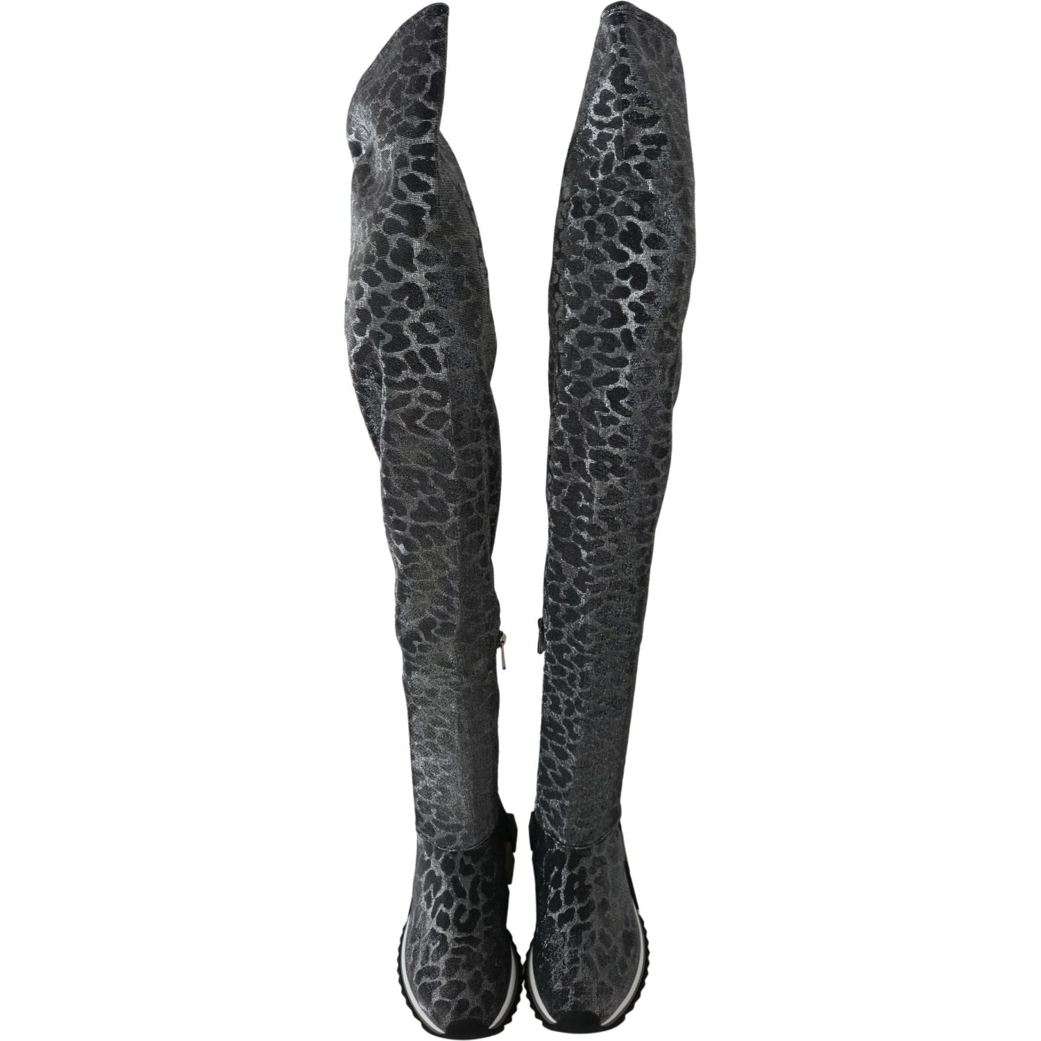 Dolce & Gabbana Gray Leopard High Top Sneakers Booties Shoes