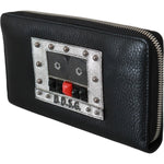 Dolce & Gabbana Elegant Black Leather Zip Continental Wallet Purse Dolce & Gabbana Dark Slate Gray