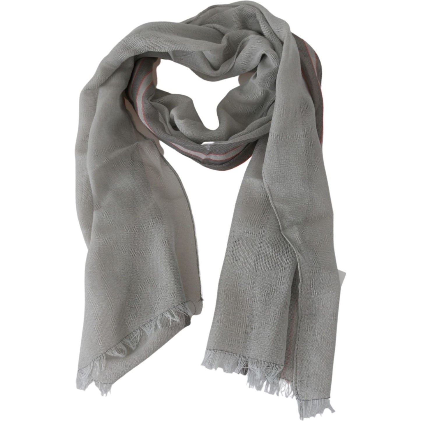 Costume National Gray Fringe Neck Wrap Cotton Scarf Scarves