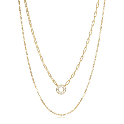 Elegant double-chain gold necklace. VICEROY JEWELS Mod. 13037C100-36 designed for ladies. Silver 925°, quartz movement, water resistant.