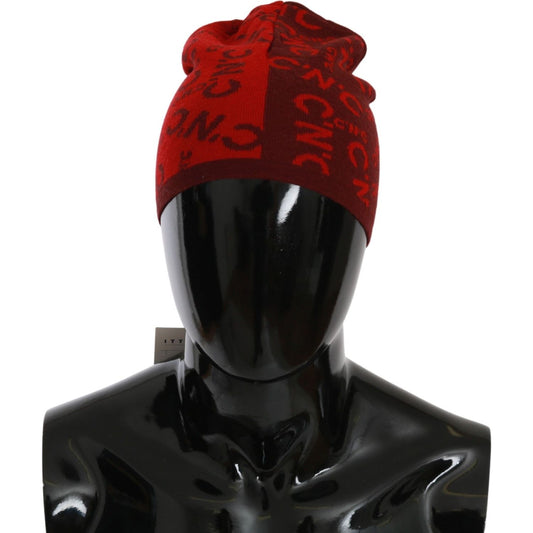 Costume National Chic Red Beanie Wool Blend Beanie Hat Costume National Black