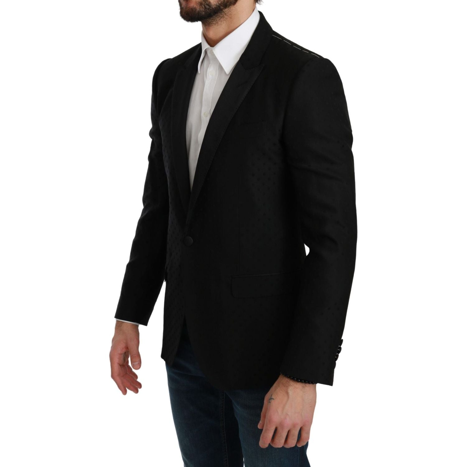 Dolce & Gabbana Black Slim Fit Coat Jacket MARTINI Blazer