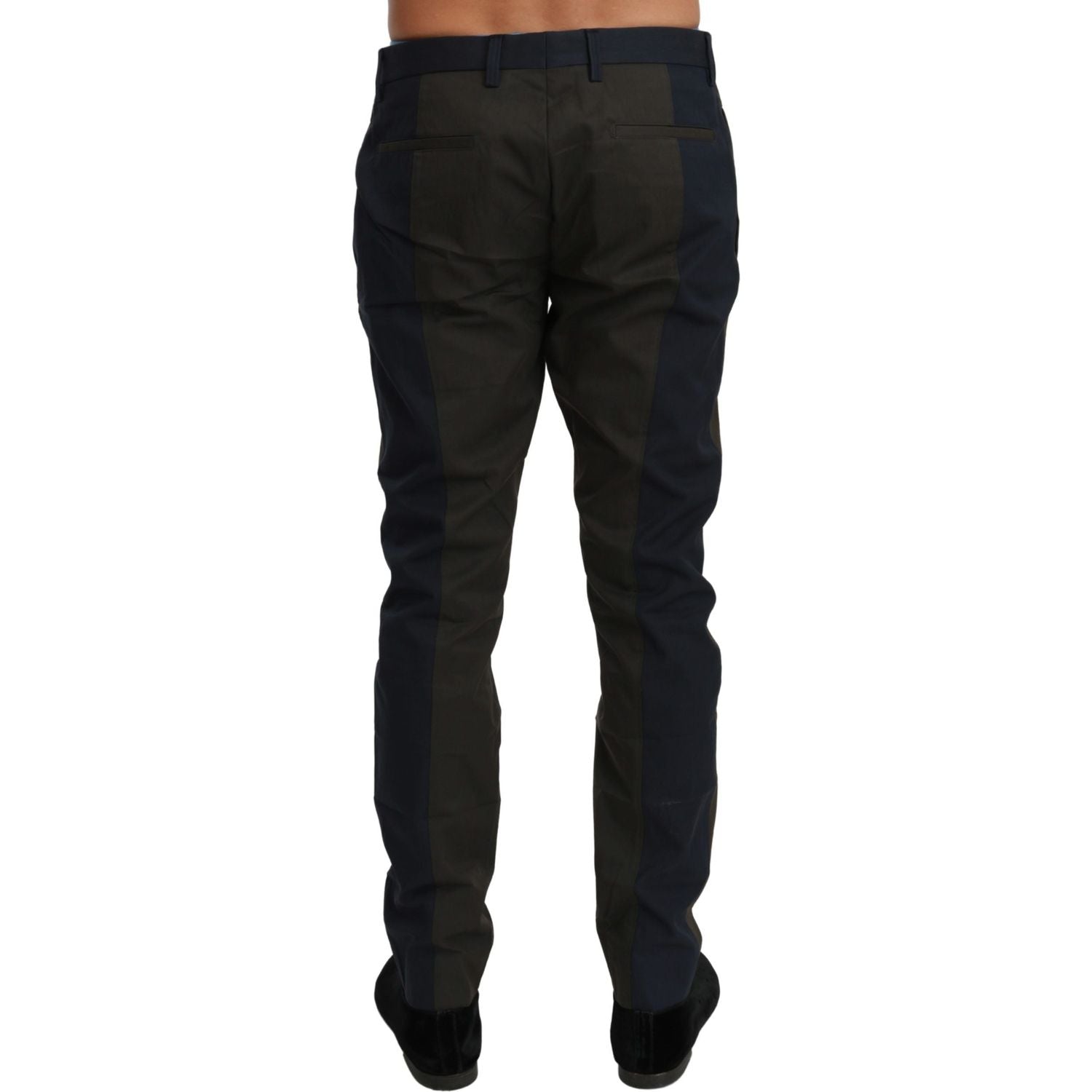 Dolce & Gabbana Blue Gray Stripes Trouser Cotton Pants