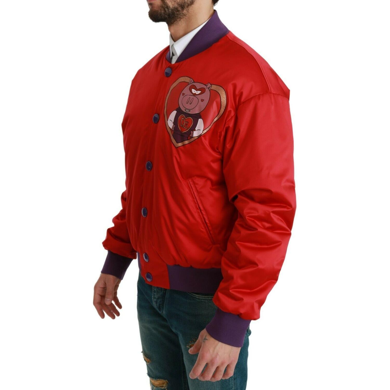 Dolce & Gabbana Red YEAR OF THE PIG Bomber Jacket