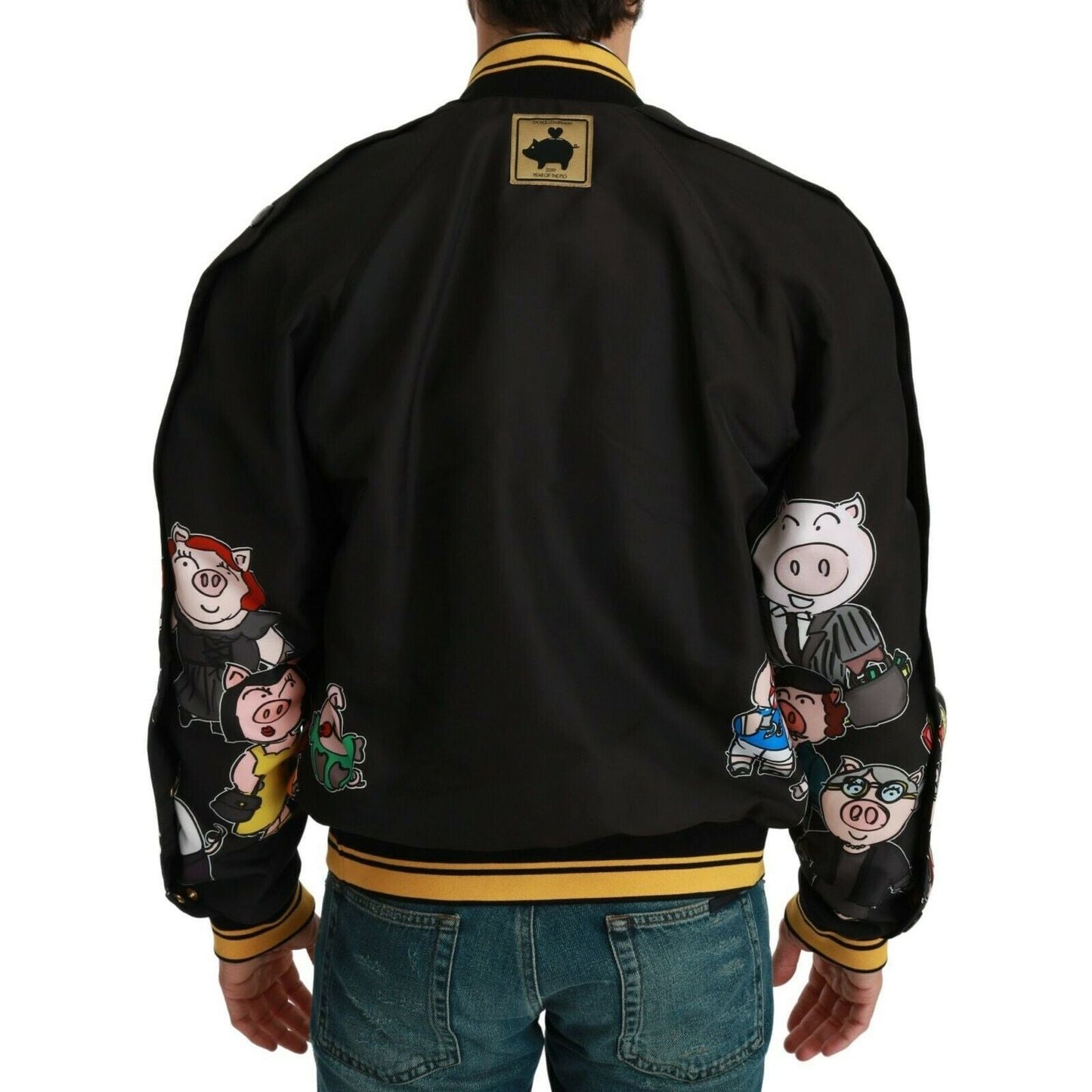Dolce & Gabbana Black YEAR OF THE PIG Bomber Jacket Coats & Jackets