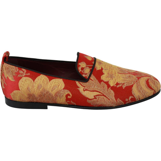 Dolce & Gabbana Rose Gold Brocade Loafers Slide Flats Dolce & Gabbana Sienna