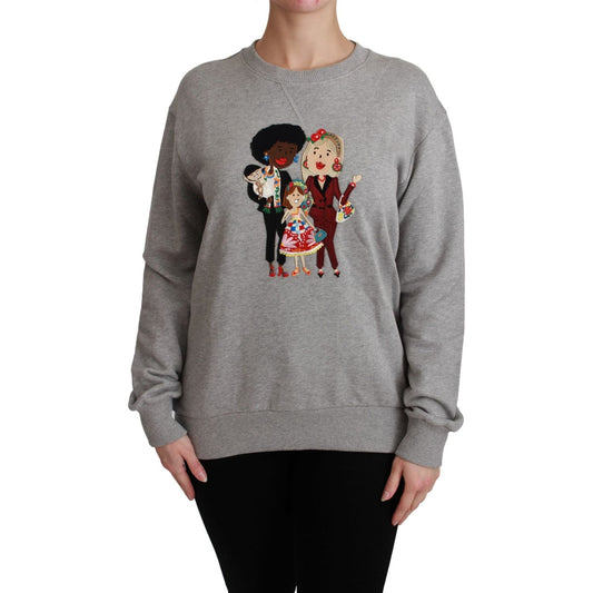 Dolce & Gabbana Elegant Multicolor Embroidered Crew-neck Sweater Dolce & Gabbana Light Slate Gray