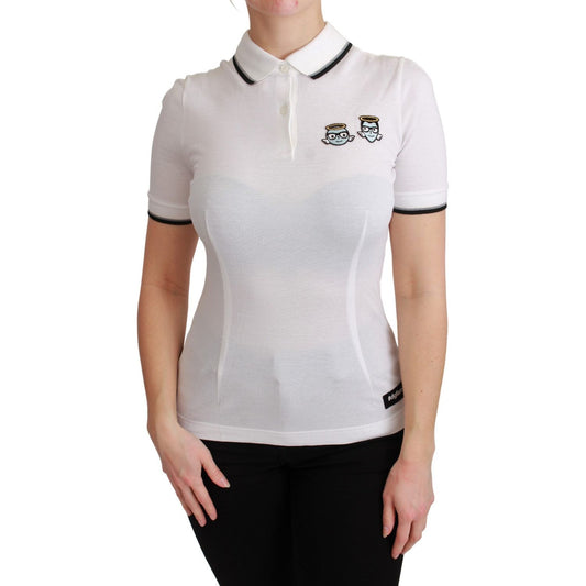 Dolce & Gabbana Chic Polo Angel Embroidered T-shirt Dolce & Gabbana Gray