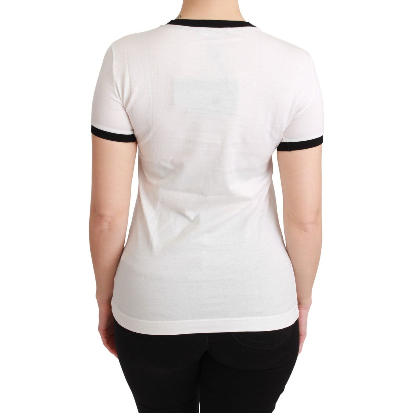 Dolce & Gabbana Elegant White Cotton Crewneck Tee with Motive Dolce & Gabbana Light Gray