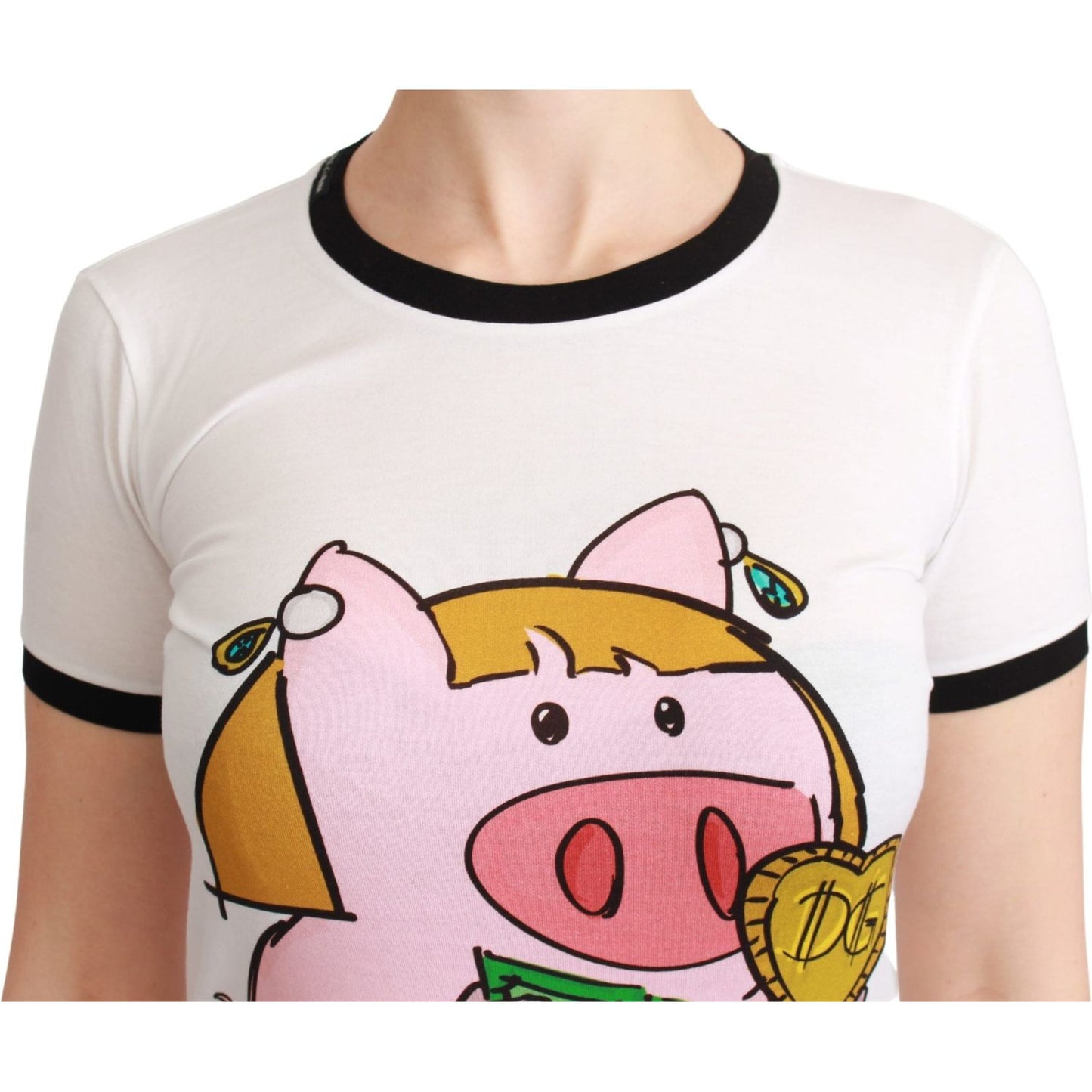 Dolce & Gabbana Elegant White Cotton Crewneck Tee with Motive Dolce & Gabbana Light Gray