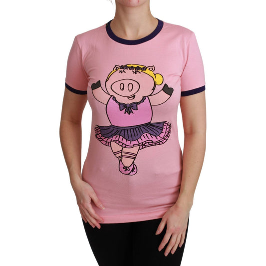 Dolce & Gabbana Pink Crewneck Year of the Pig T-Shirt Dolce & Gabbana Rosy Brown