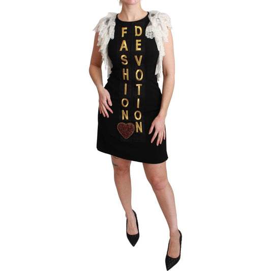 Dolce & Gabbana Chic Sleeveless Sheath Mini Dress with Lace Detail Dresses Dolce & Gabbana Gray