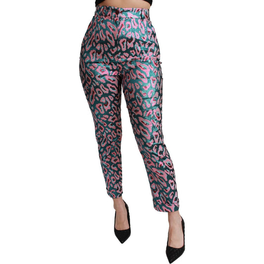 Dolce & Gabbana Elegant High Waist Cropped Silk Blend Pants Dolce & Gabbana Dark Slate Gray
