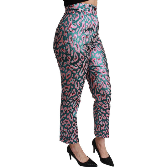 Dolce & Gabbana Elegant High Waist Cropped Silk Blend Pants Dolce & Gabbana Dark Slate Gray