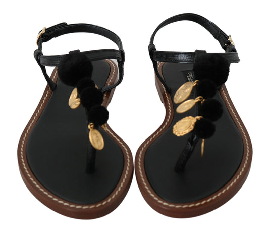 حذاء Dolce &amp; Gabbana Pom Pom Flip Flop ذو رباط للكاحل