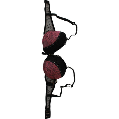 Roberto Cavalli Black Pink Lace Push Up Bra Underwear