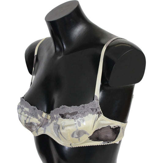 Ermanno Scervino Beige Lace Balconcino Silk Bra Ermanno Scervino Dark Slate Gray