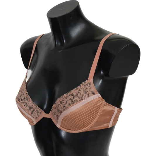 Ermanno Scervino Elegant Nude Lace Push-Up Bra Ermanno Scervino Rosy Brown