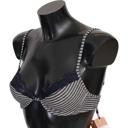 Ermanno Scervino Blue Stripes Lace Reggiseno Bra Underwear