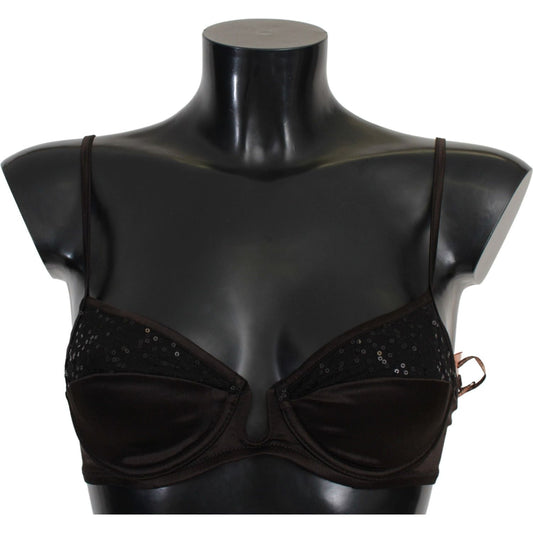 Ermanno Scervino Sequined Brown Balconette Bra Ermanno Scervino Black