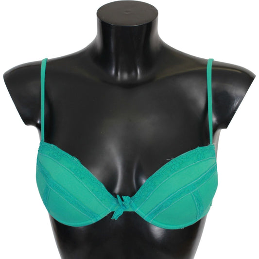 Ermanno Scervino Luxurious Green Cotton Push Up Bra Ermanno Scervino Dark Slate Gray