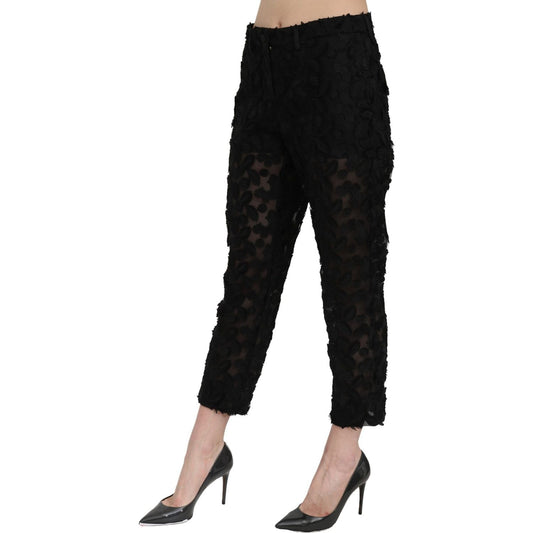 Dolce & Gabbana Elegant Straight Cropped Lace Trousers Jeans & Pants Dolce & Gabbana Black