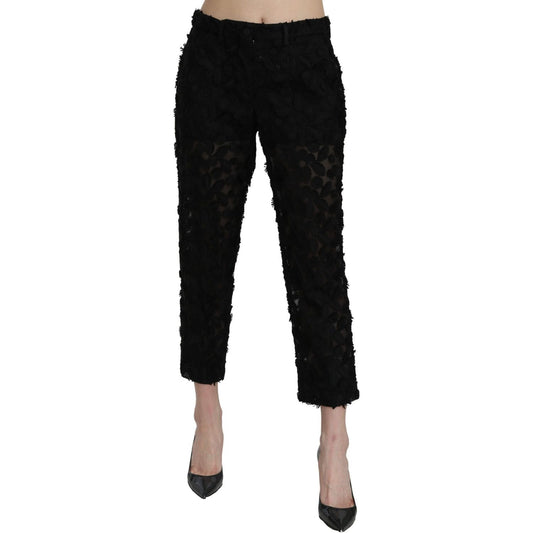 Dolce & Gabbana Elegant Straight Cropped Lace Trousers Jeans & Pants Dolce & Gabbana Rosy Brown