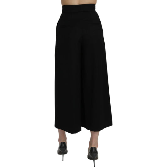 Dolce & Gabbana Elegant High Waist Wide Leg Wool Pants Dolce & Gabbana Black