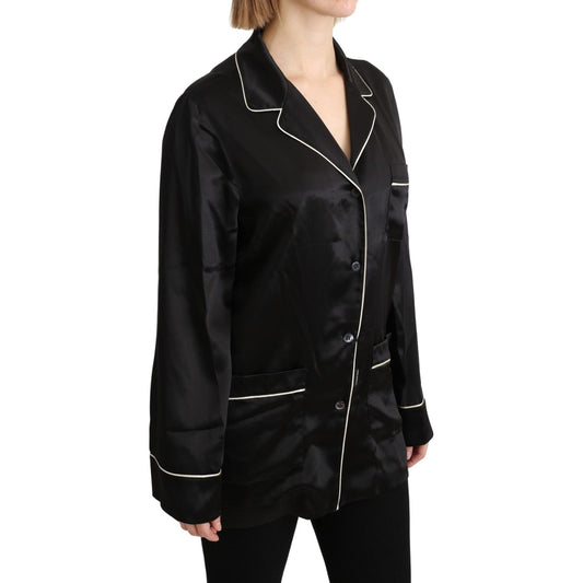 Dolce & Gabbana Elegant Silk Black Button-Up Blouse Dolce & Gabbana Black