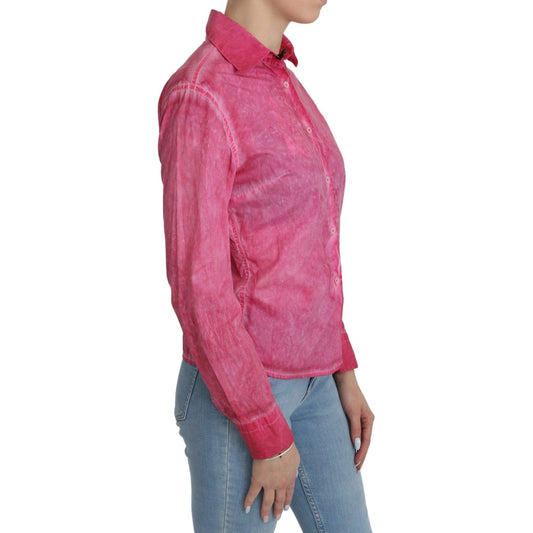 Chic Pink Cotton Polo Blouse by Ermanno Scervino Ermanno Scervino Pale Violet Red
